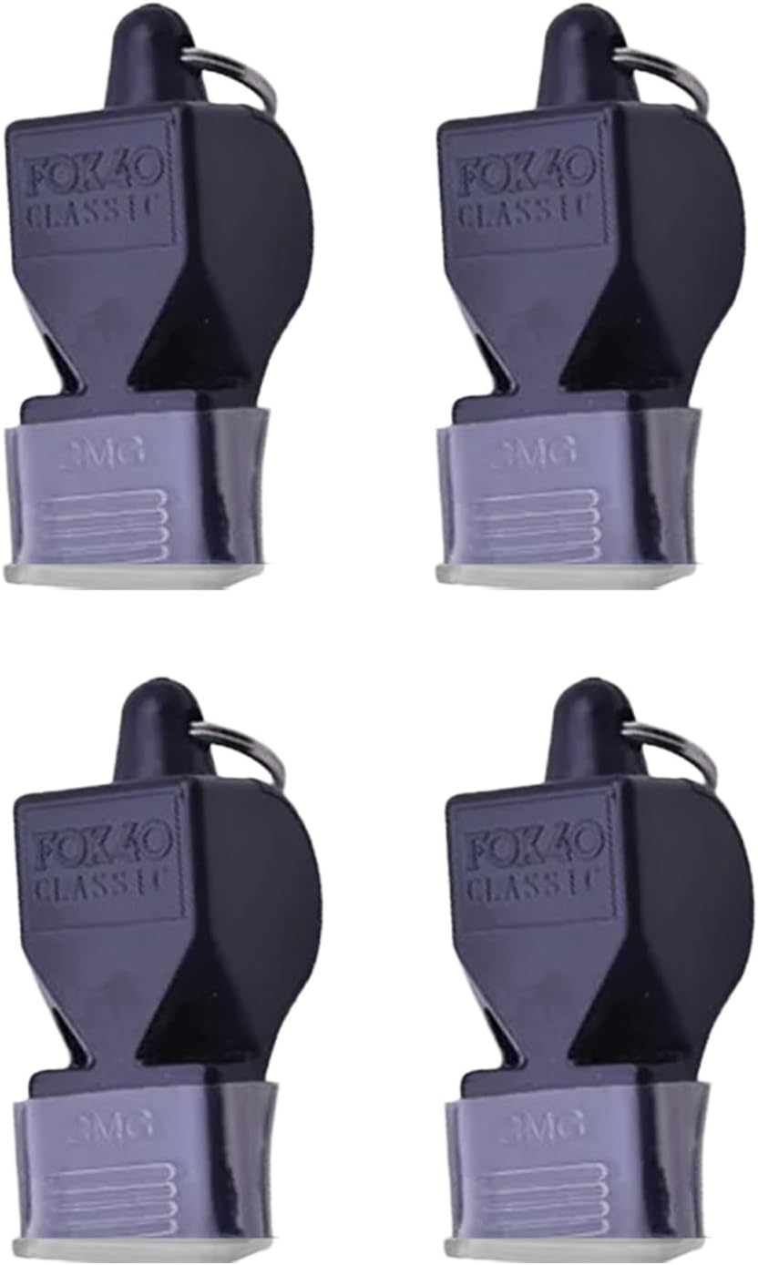 4Pcs Soccer Referee Whistle, Non-Nuclear Coach Whistle, Sports Whistle Coach Special, Fox Whistle Special Silicone Teeth Guard (Black) image number 6