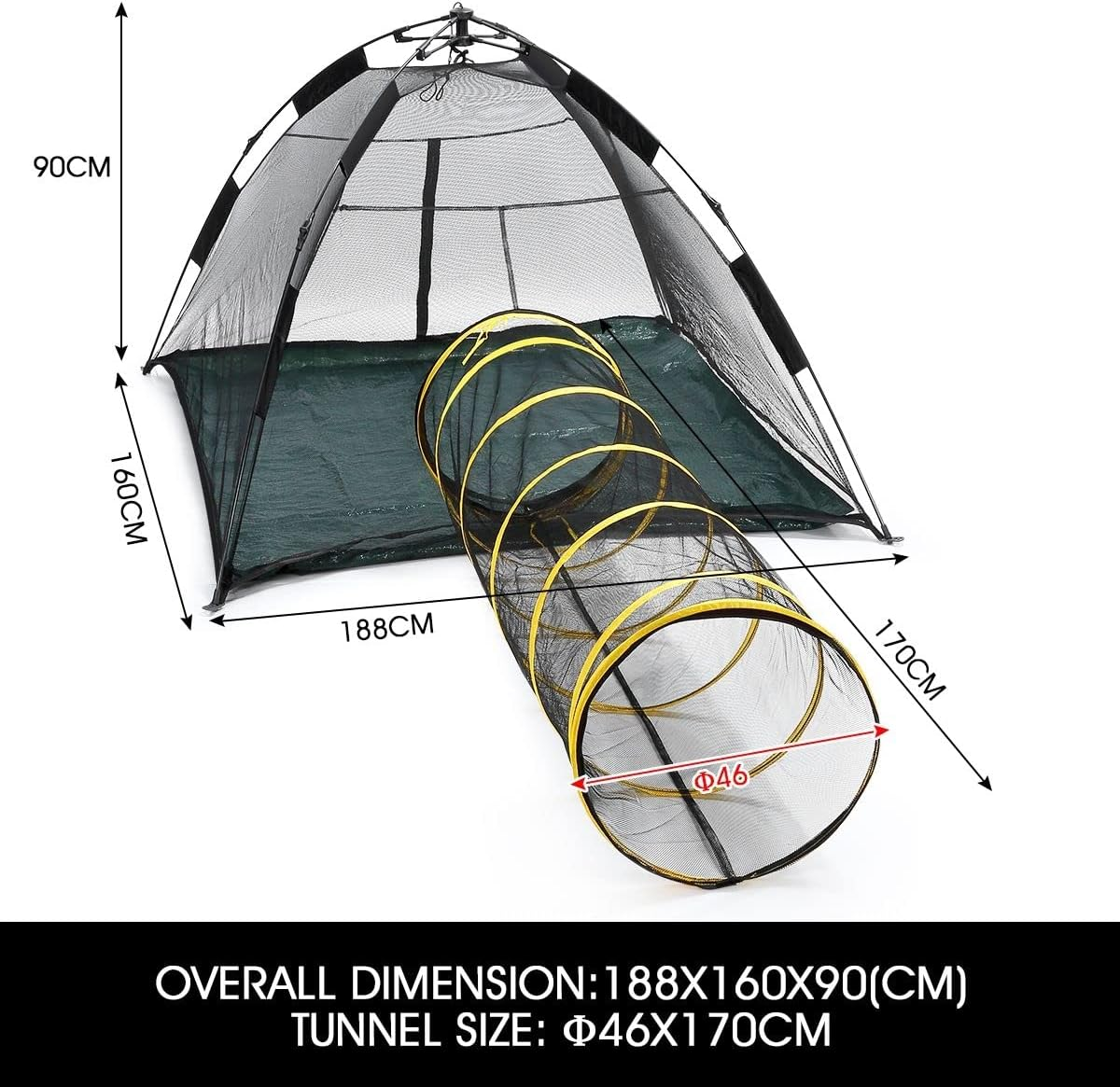 Pet Scene Pop-Up Pup Pet Tent Portable Cat Dog Camping Fence Enclosures Playpen Automatic with Tunnel Play for Dogs Cats Outdoor image number 1