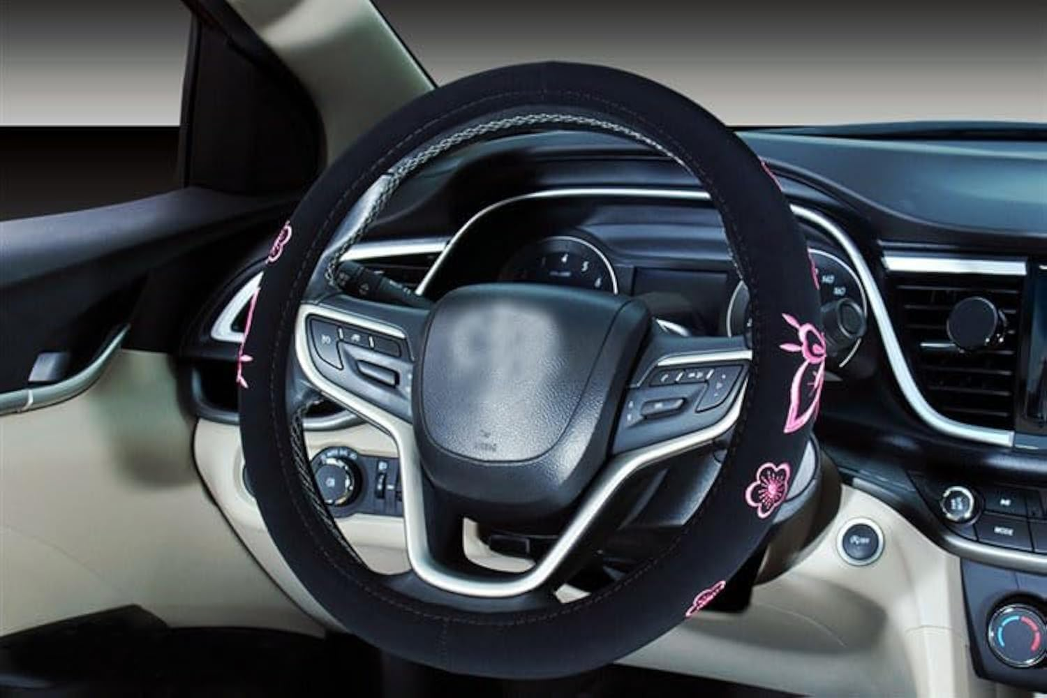 Mayco Bell 2016 Automotive Women Embroidery Cute Car Steering Wheel Cover (Yellow)