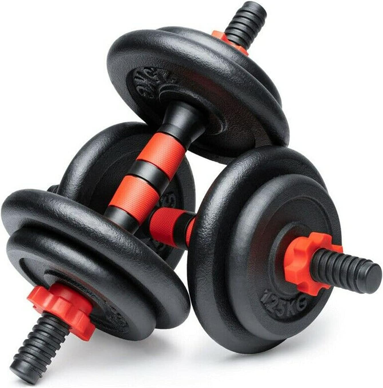 CUEMOON 2 X 35 Cm Universal Dumbbells Barbell Bars, Connecting Steel Tube with Non-Slip Grip Surfaces and Spinlock Collars image number 3