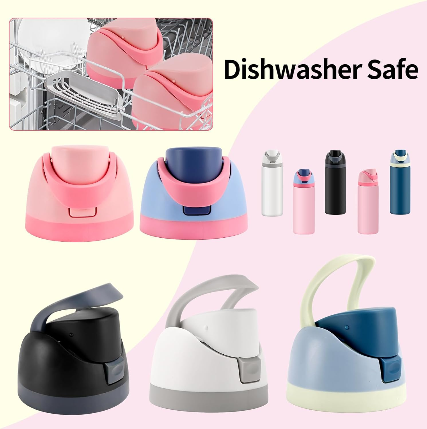 Replacement Lid for OWALA Freesip Cup 16Oz, 24Oz, 32Oz, 40Oz -Leak-Proof Accessories Kit - 2 Owala Silicone Stoppers Included (Black & Grey) image number 4