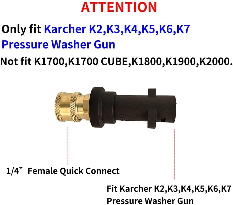 High Pressure Washer Gun Adapter 1/4" Spray Nozzle Tips Sets Brass Female Quick Connector for Karcher K2 K3 K4 K5 K6 K7 image number 4