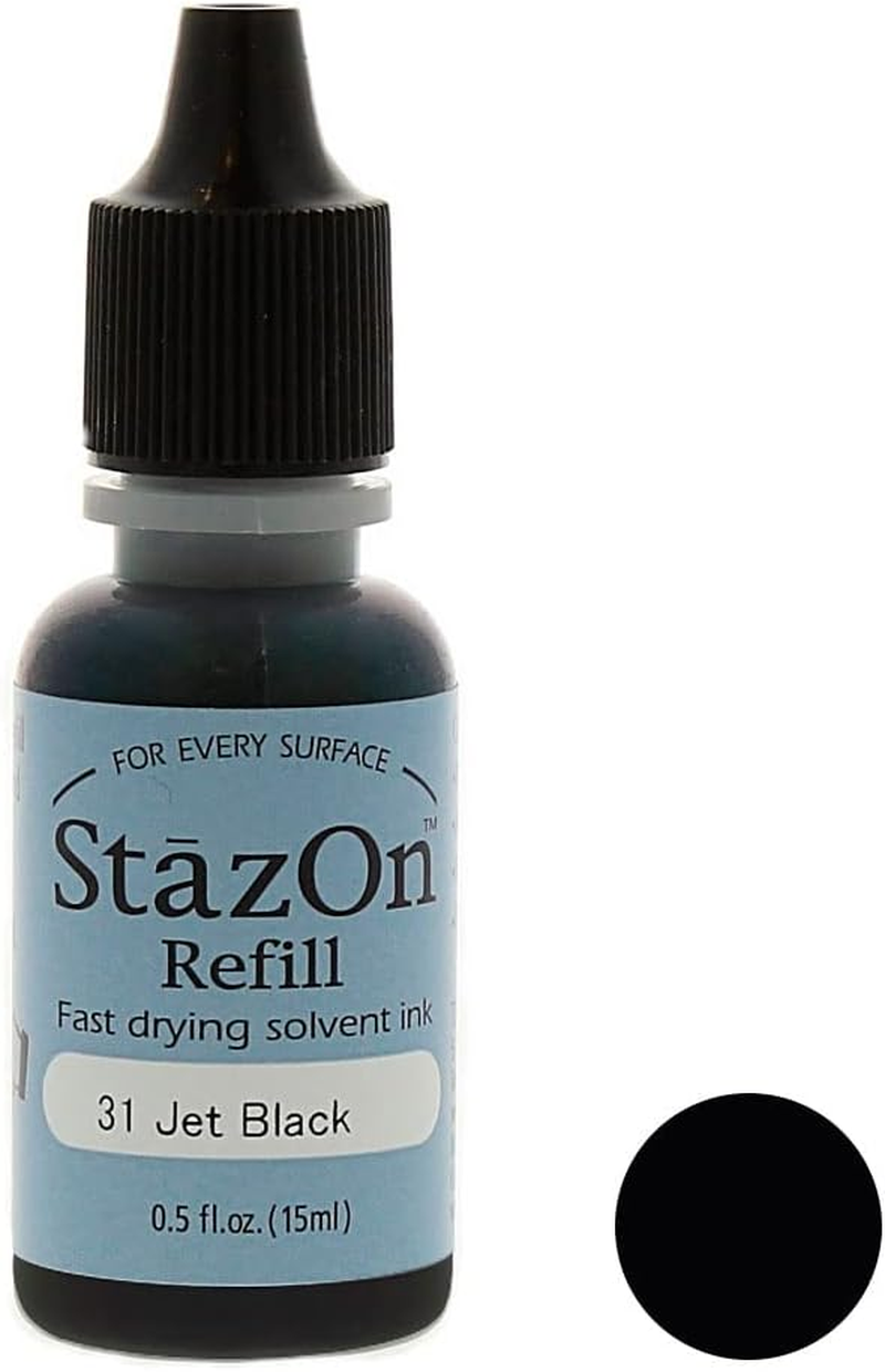 Tsukineko Staz on Solvent Ink Refill, 031 Jet Black image number 1