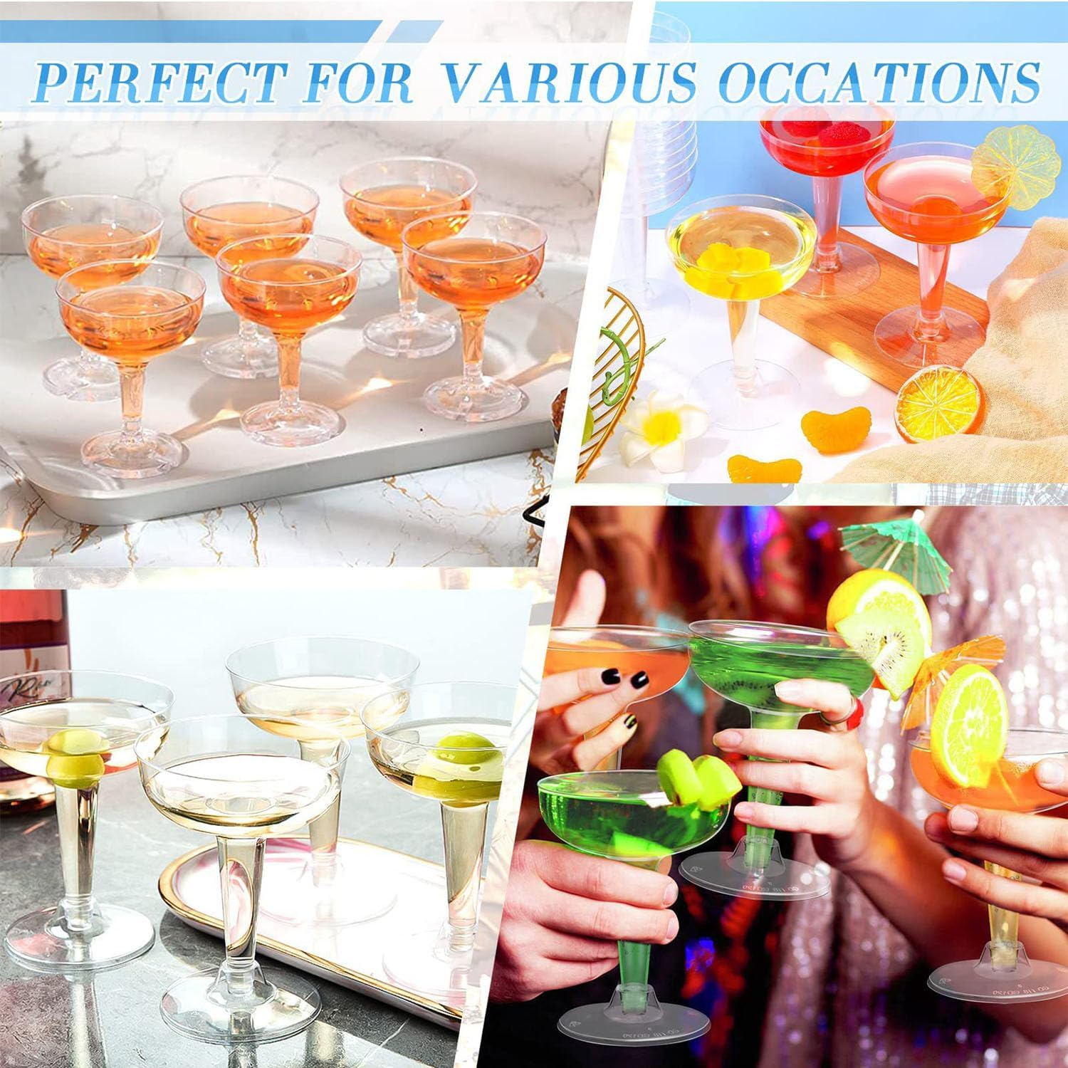 WADY 30 Pack Plastic Champagne Flutes, 120ML Plastic Champagne Glasses, 4 OZ Plastic Glitter Champagne Flutes, Perfect for Wedding, Thanksgiving Day, Christmas, Birthdays, Outdoor & Parties (Clear)