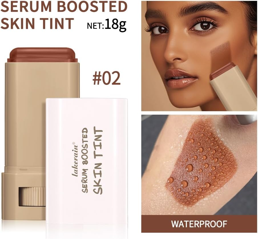 Foundation Stick Beauty Balm Serum Boosted Skin Tint, Serum Boosted Skin Tint Balm, Solid Tinted Moisturizing,Longwear Contour Stick for Dewy, Natural Finish(#02) image number 5