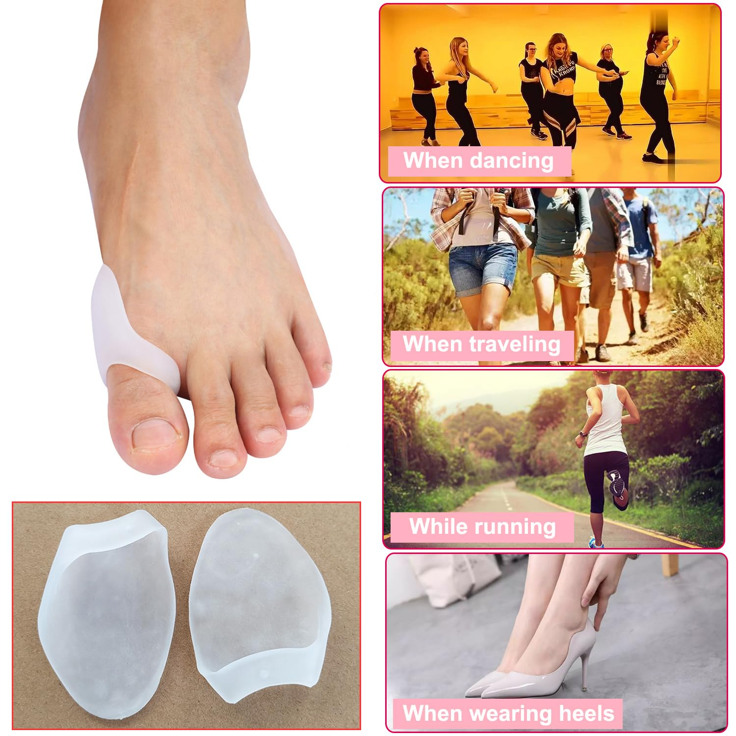 Bunion Correctors Toe Straightener, 10 Pcs Gel Bunion Guard Bunion Protector, Bunion Pads, Bunion Relief with Gel Shield, Toe Spacers Gel Toe Separators Big Toe for Hallux Valgus Relieve (Transparent) - Transparent image number 6