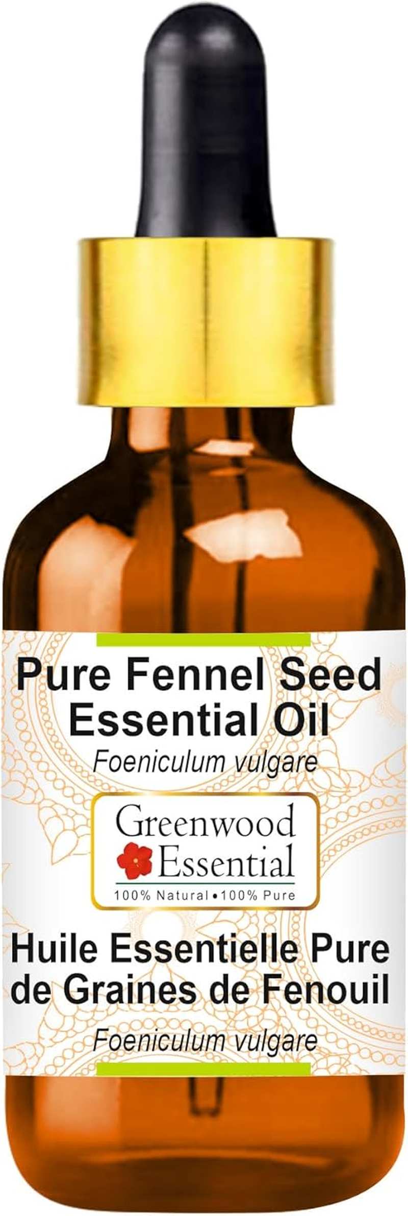 Greenwood Essential Pure Fennel Seed Essential Oil (Foeniculum Vulgare) with Glass Dropper Steam Distilled for Personal Care 30Ml (1Oz)