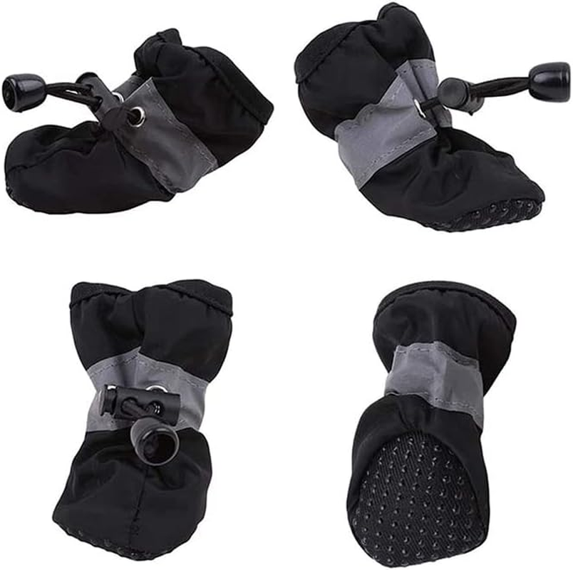 AIMALL 4PCS Anti-Slip Waterproof Dog Shoes with Reflective Strips Durable Pet Rain Boots Comfortable Fabric for Small and Large Dogs image number 3