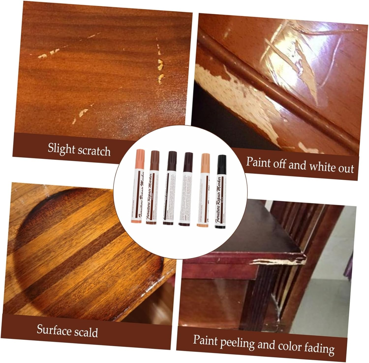 Healvian 12Pcs Repairing Pen Wood Furniture Touch up Markers Touchup Paint Pen for Household Furniture Marks Scratch Repair Kit image number 3