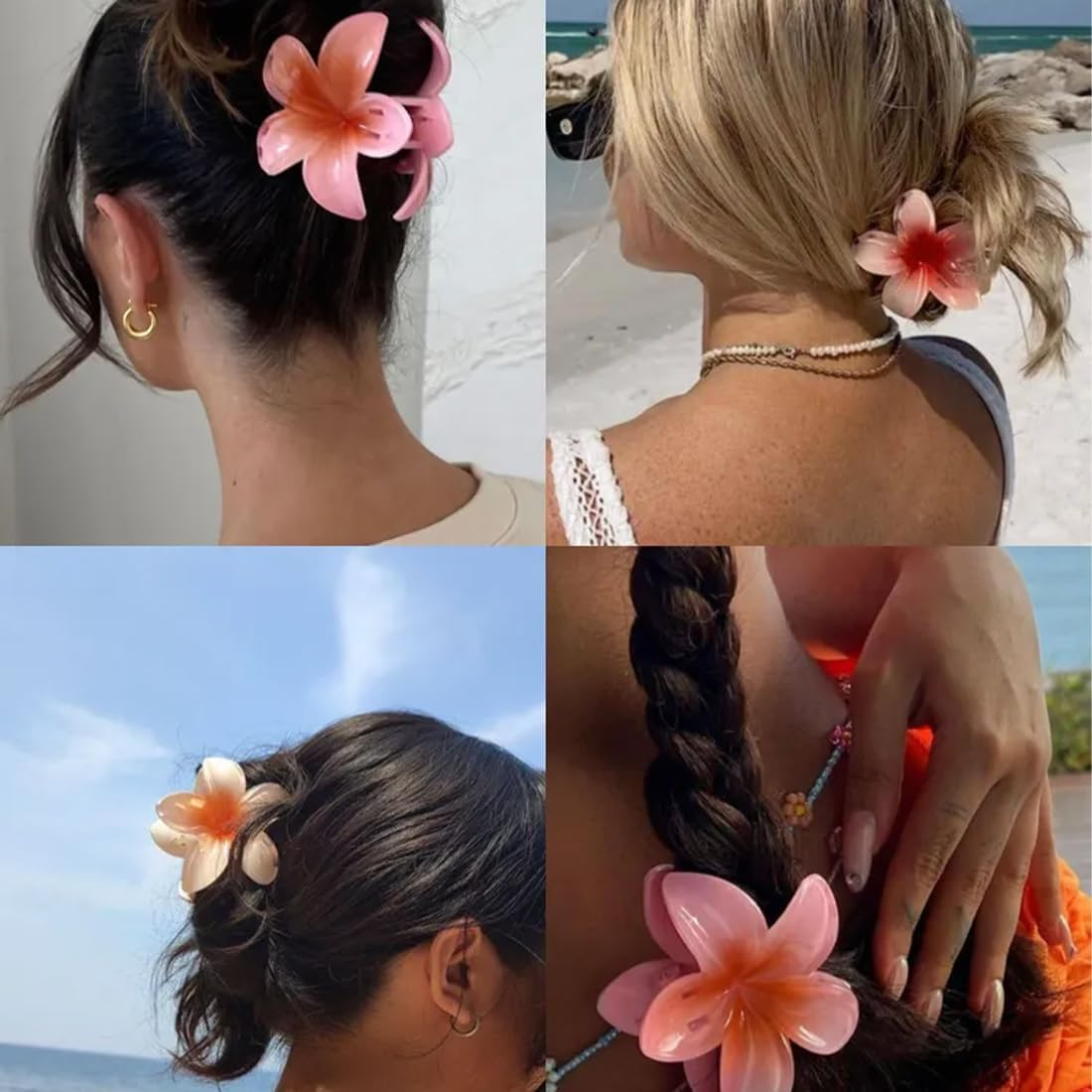 MIRKUZI Hair Clips Pack of 12 Non-Slip Hair Pins Flowers Hawaiian Hair Pins, Women'S Flowers Large Flowers Hairpins, Colourful Flowers Hairpins, Hibiscus Flowers Hair Pins image number 1