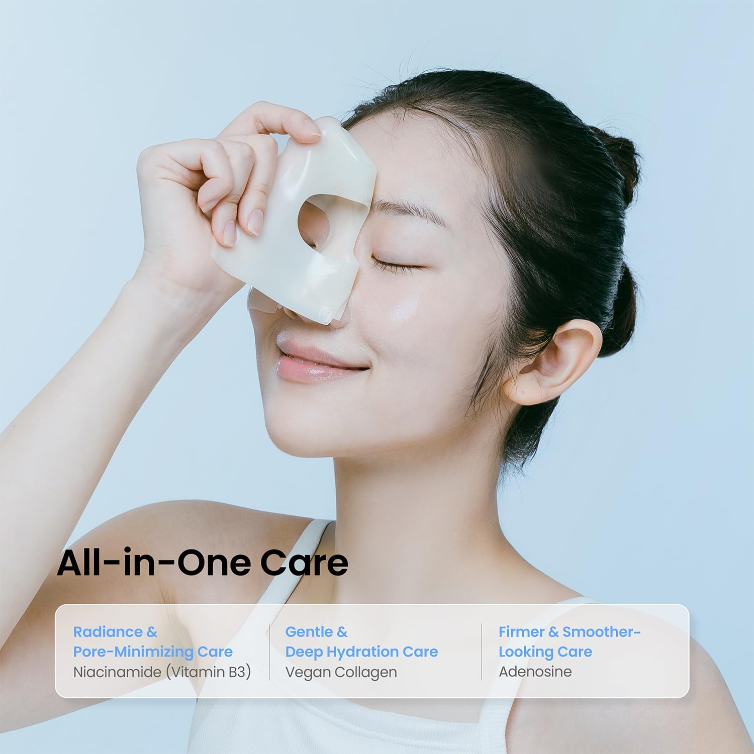 Caraseoul Glowganic Pro Collagen Face Mask, Hydrogel Korean Face Mask with Niacinamide & Adenosin, Radiance Boost, Hydrating Overnight Sleep Mask, Vegan, Korean Skin Care [1.19Oz (34G) X 4Ea] image number 5