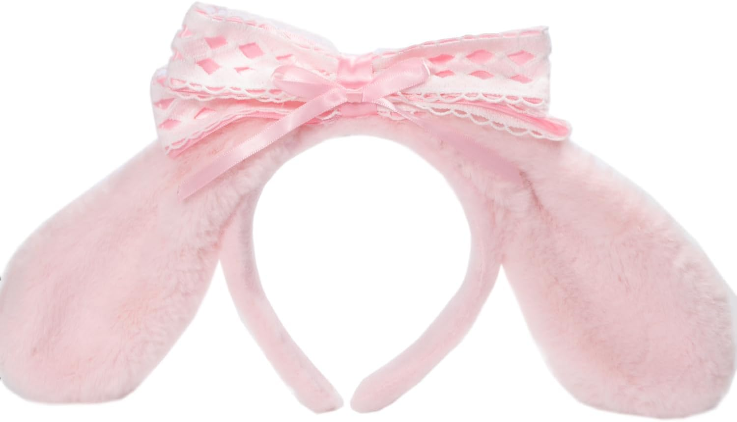 Anime Plush Ears Headband Furry Bunny Ears Hairband for Girls Women Kawaii Halloween Costume Cosplay (Pink) image number 4