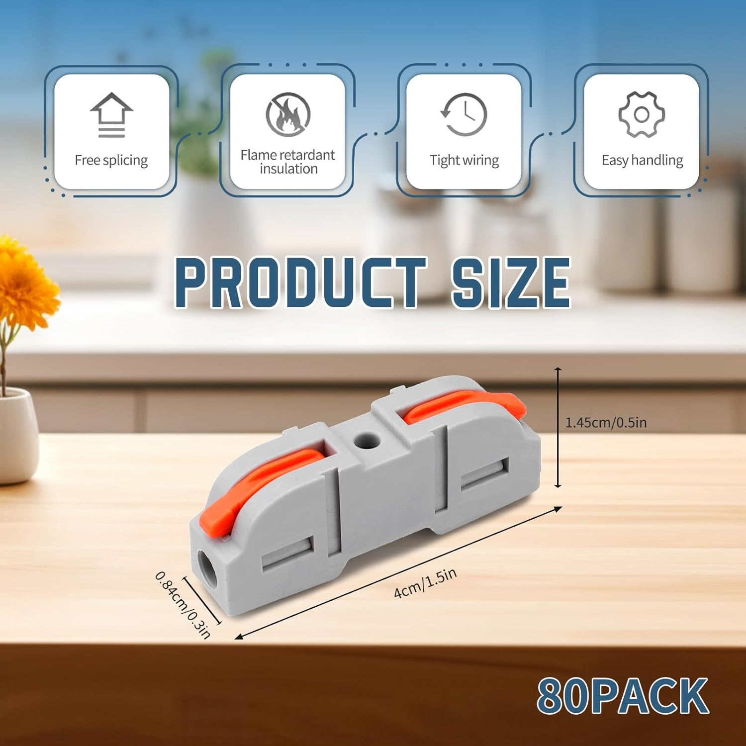 80 PCS Quick-Connect Terminals, Wire Splitters, Connectors, Butt Splices with 1 Input and 1 Output, Electrical Wire Connectors, Easy to Assemble and Disassemble