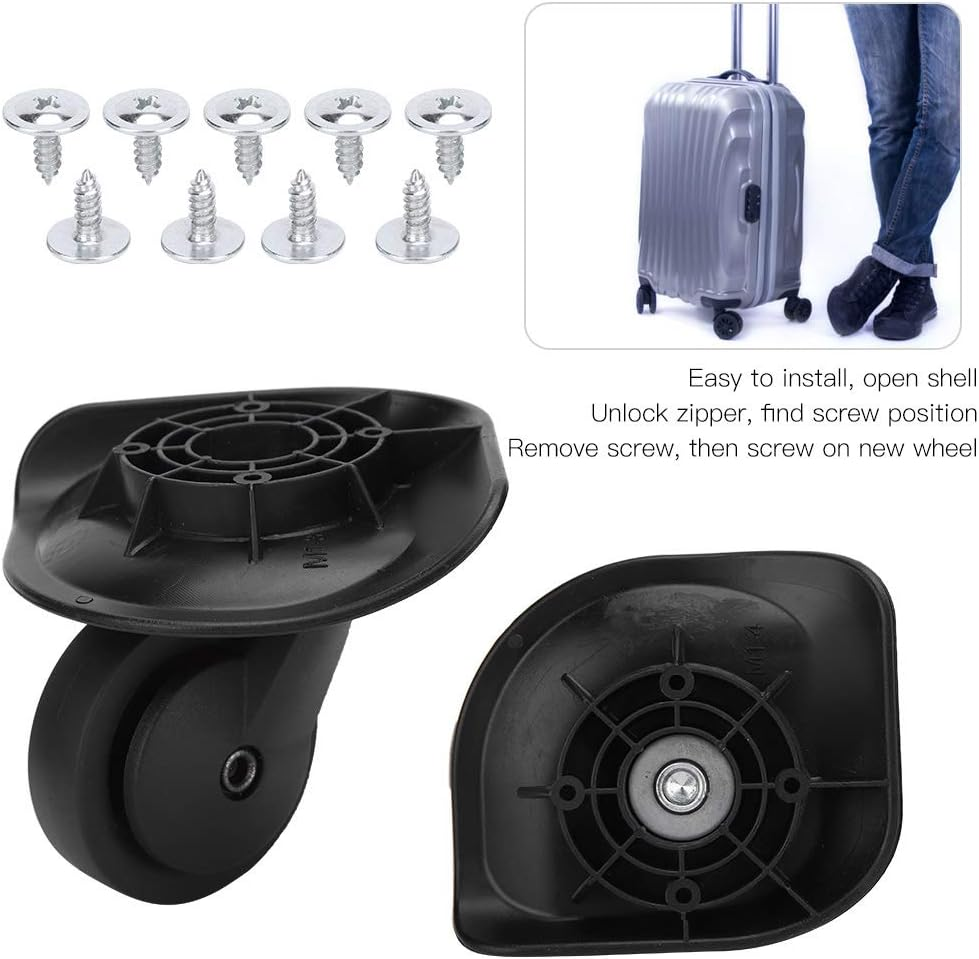 2 Pcs Universal Luggage Wheel Replacement Suitcase Caster Brake Mute Double Row Wheel with 9 Screw Swivel Wheels, Suitcase Bag Parts for Travel Box Trolley image number 3