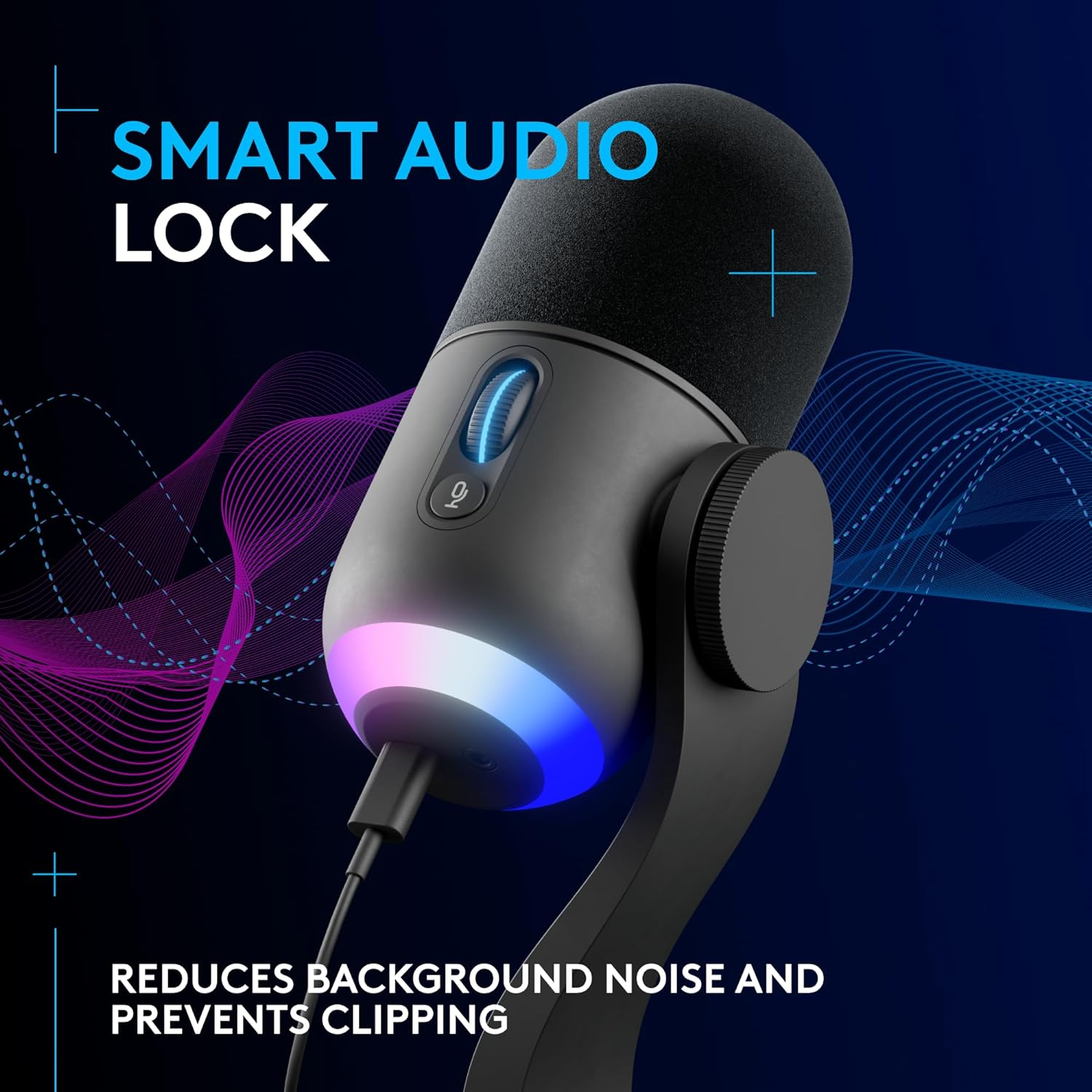 Logitech G Yeti GX Dynamic RGB Gaming Microphone with LIGHTSYNC, USB Mic for Streaming, Supercardioid, USB Plug and Play for Pc/Mac - Black image number 5