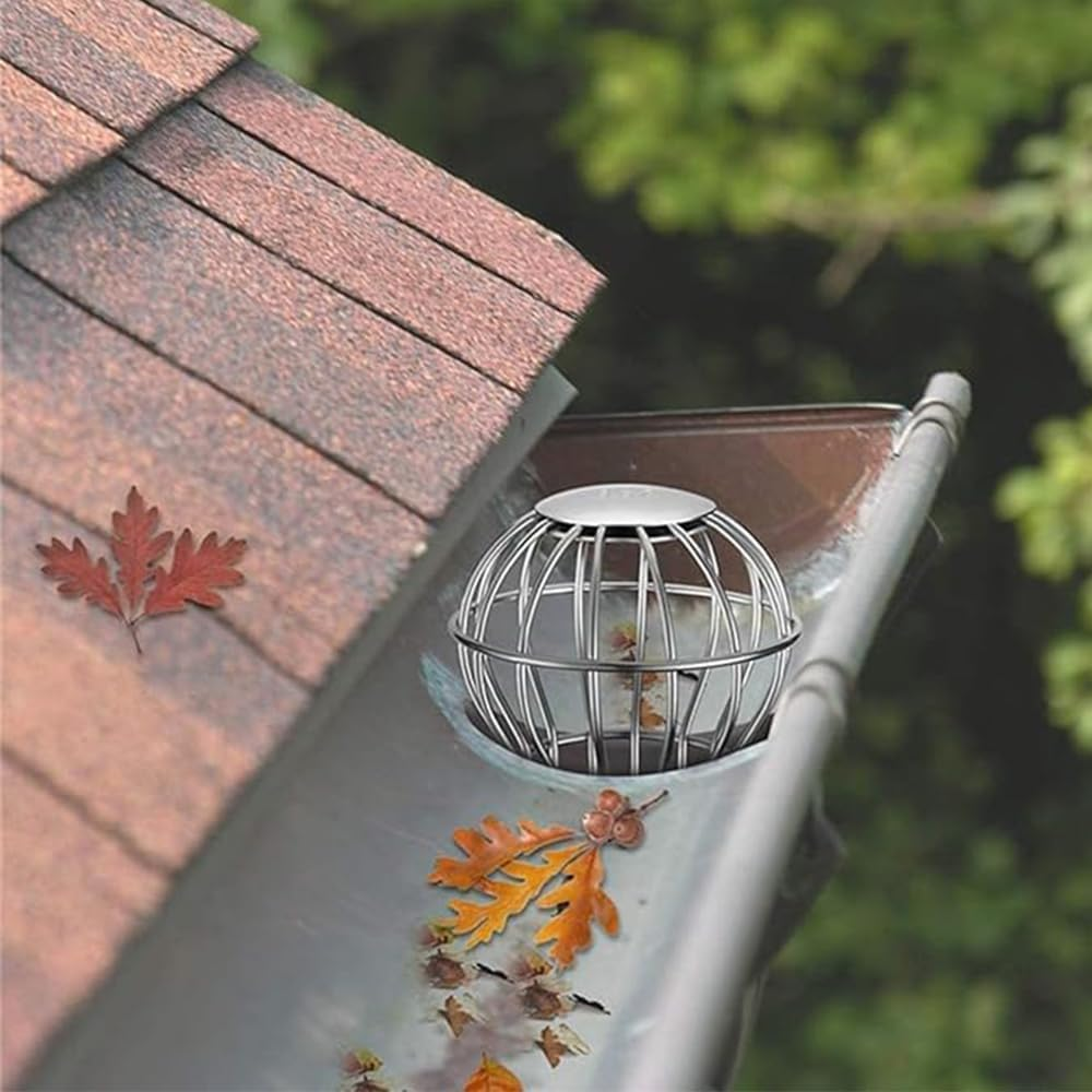 Gutter Guard, 304 Stainless Steel Roof Drain Drainage Ditch, Anti-Blocking Mesh Cover, Gutter Protection,Outdoor Roof Blocking Proof Line Cap,Round Floor Net Cover(50 Tubes) image number 4