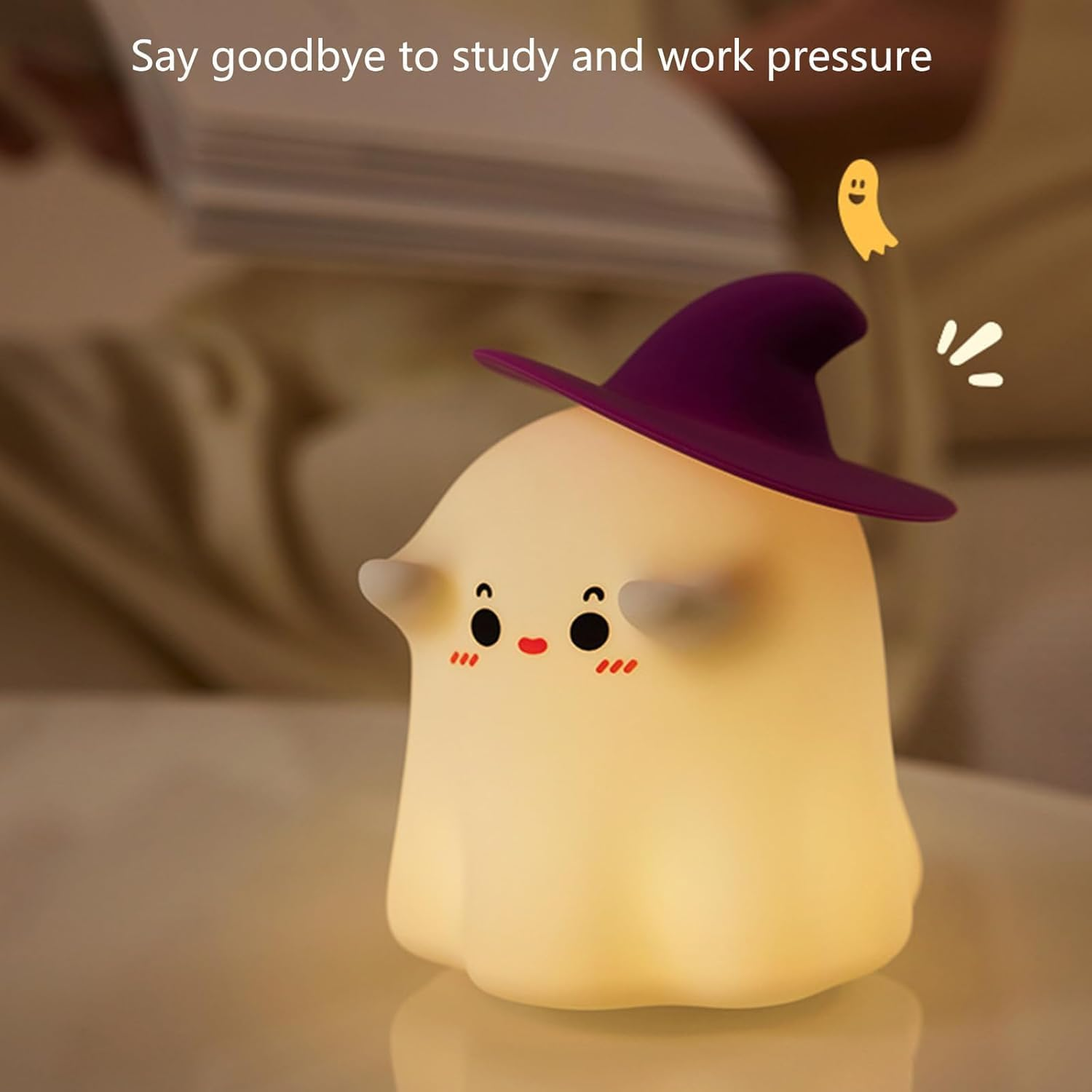 Magician Night Light, Silicone Nightlight with 500Mah Battery, 3 Brightness Modes, Rechargeable Night Lamp for Halloween Decorations Indoor Desktop Nightstand image number 3