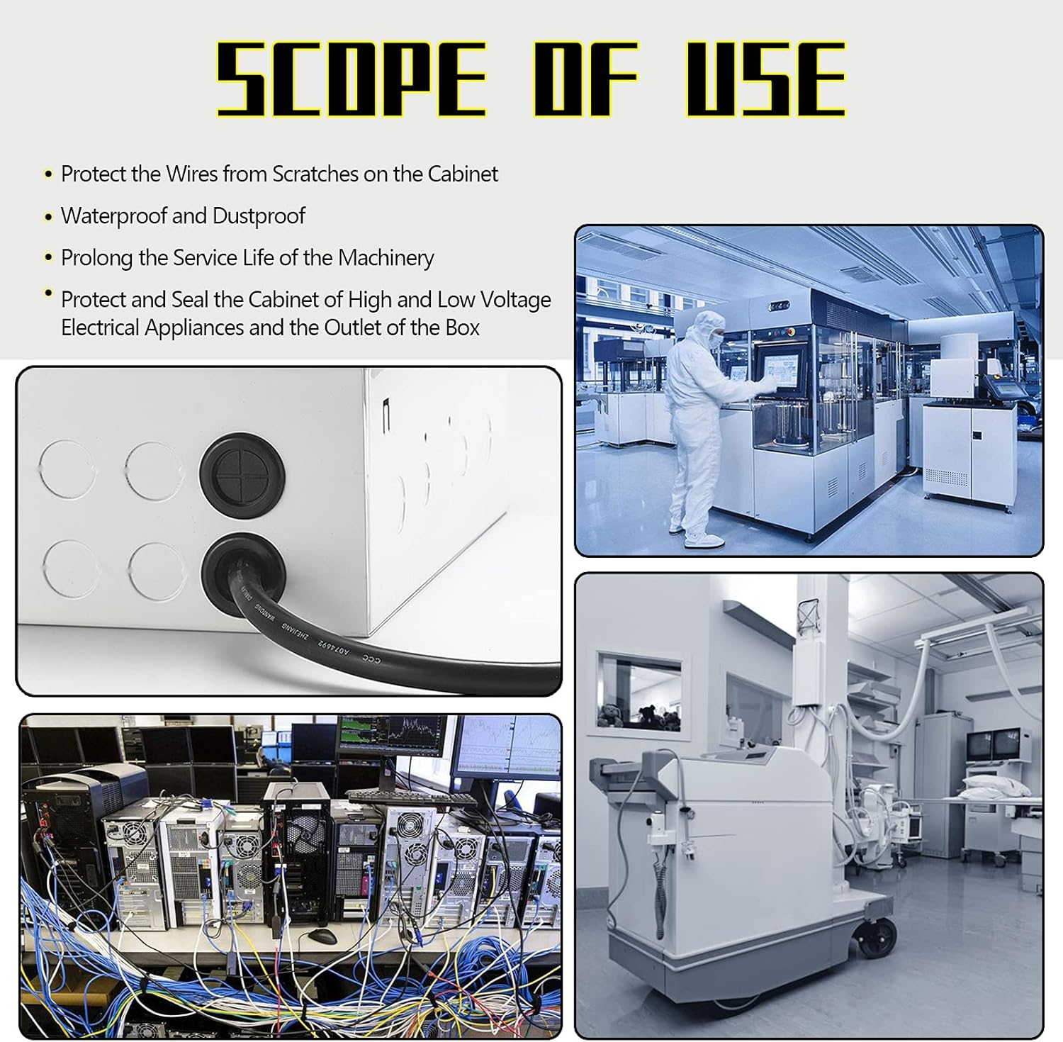 Mardatt 101 Pcs 8 Sizes Rubber Grommet Set, 16-38Mm Double Sided round round Electrical Wire Gasket with Storage Box and Knife, Solid Ring Gasket Rubber for Cable Firewall Hole Plug Auto