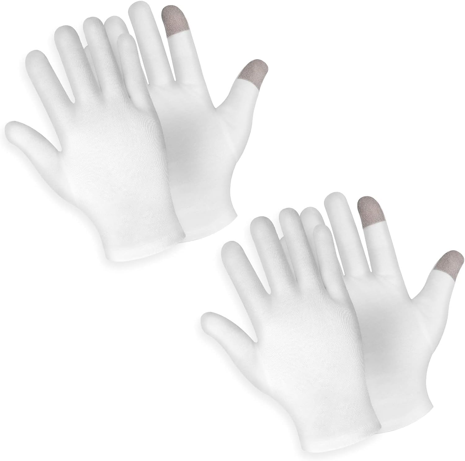 2 Pairs Touch Screen Moisturizing Gloves White Cotton Moisturizing Gloves Overnight Bedtime Heal Eczema Sleeping Lotion Hand Spa Treatment Gloves Repair Rough Cracked Dry Chapped Hands Skin (Style 1, One Size) image number 4
