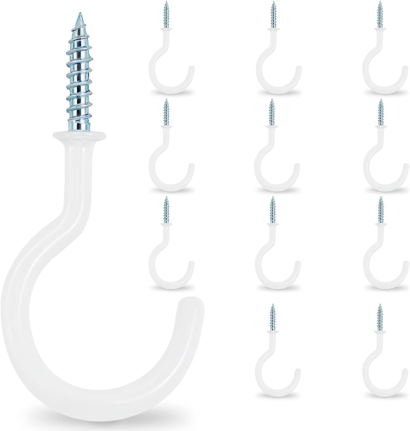 Greenlux 75Pc Black Metal Screw Hooks, Heavy Duty, Holds up to 35Lbs, Indoor/Outdoor, Wall Mount, Decorative Black, for Hanging Mugs, Lamps, Curtains, Etc.