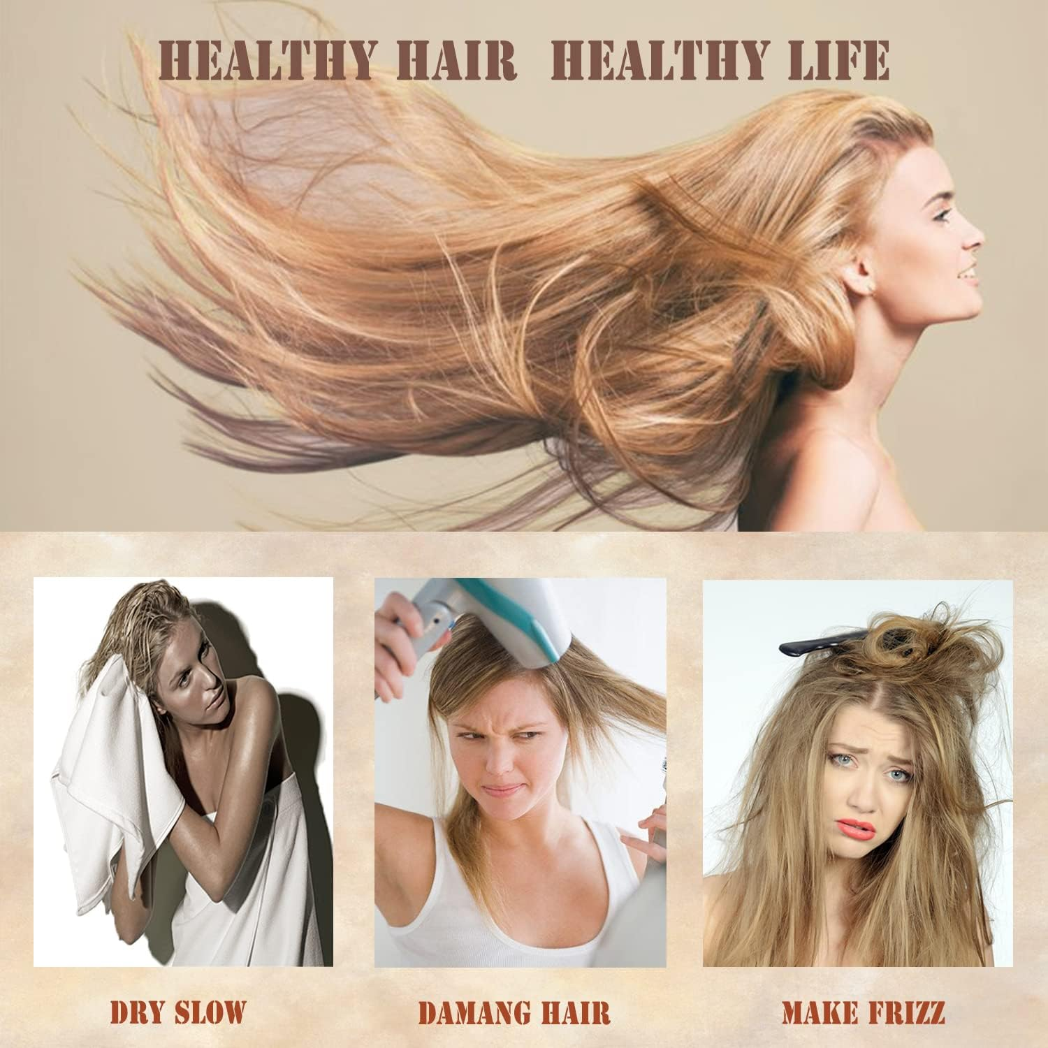 ELLEWIN Microfiber Hair Towel Wrap for Women 3 Pack,Hair Drying Turban with Button,Anti Frizz,Super Absorbent Quick Dry Hair Towels for Long Thick Short Hair image number 2