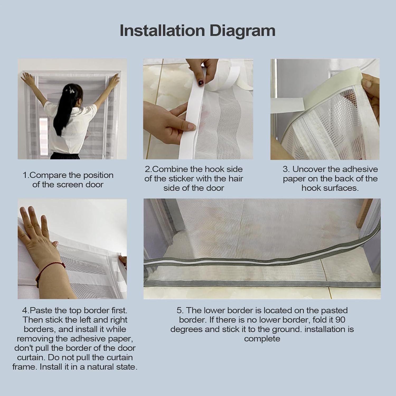 Mesh Screen Door, Indoor Cat Resistant Mesh Door with Zipper, Cat Safety Escape Proof Screen Gate for Patio Living Room Home Kitchen Doorway Bathroom Balcony image number 5