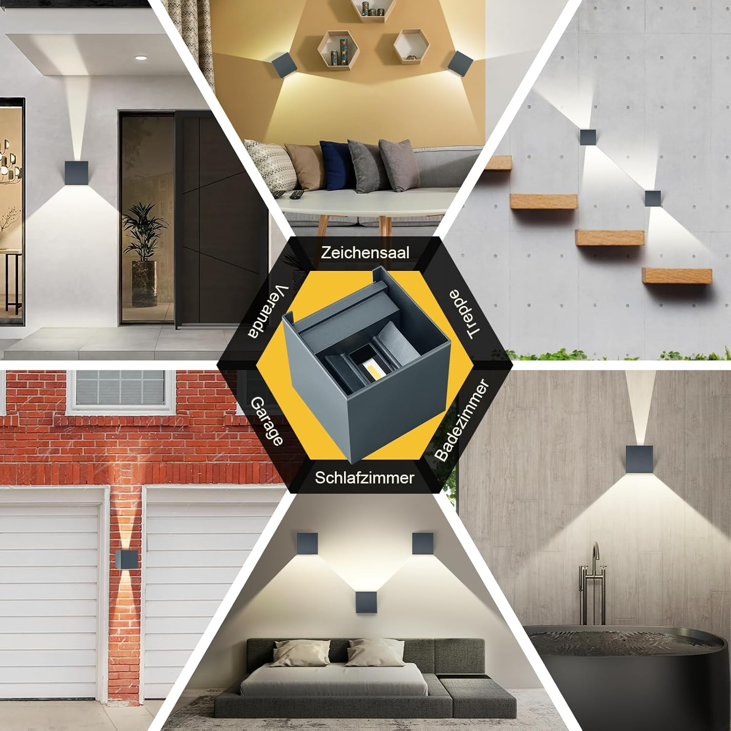 Kerry LED Wall Light for Outdoor and Indoor, 6 W, 3000 K, Warm White, Outdoor Lamp with Adjustable Light Angle, IP54, Waterproof, Modern Wall Light, Anthracite Aluminium, image number 1