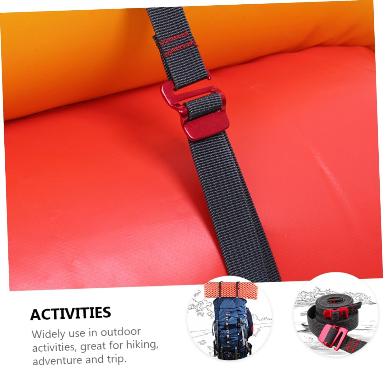 BRIGHTFUFU 2Pcs Outdoor Tie down Straps and Fastening Belts for Camping Tent and Backpack Luggage, Sturdy Nylon Cargo Lashing Straps for Hiking and Travel Gear image number 3