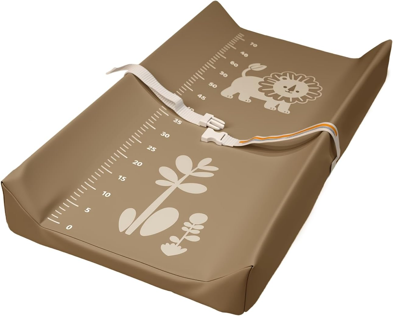 AGOGOLIFE Baby Changing Pad with Ruler, Waterproof PU Leather Wipe-Clean Mat with Safety Belt, Anti-Slip Base, Fits Standard Changing Tables