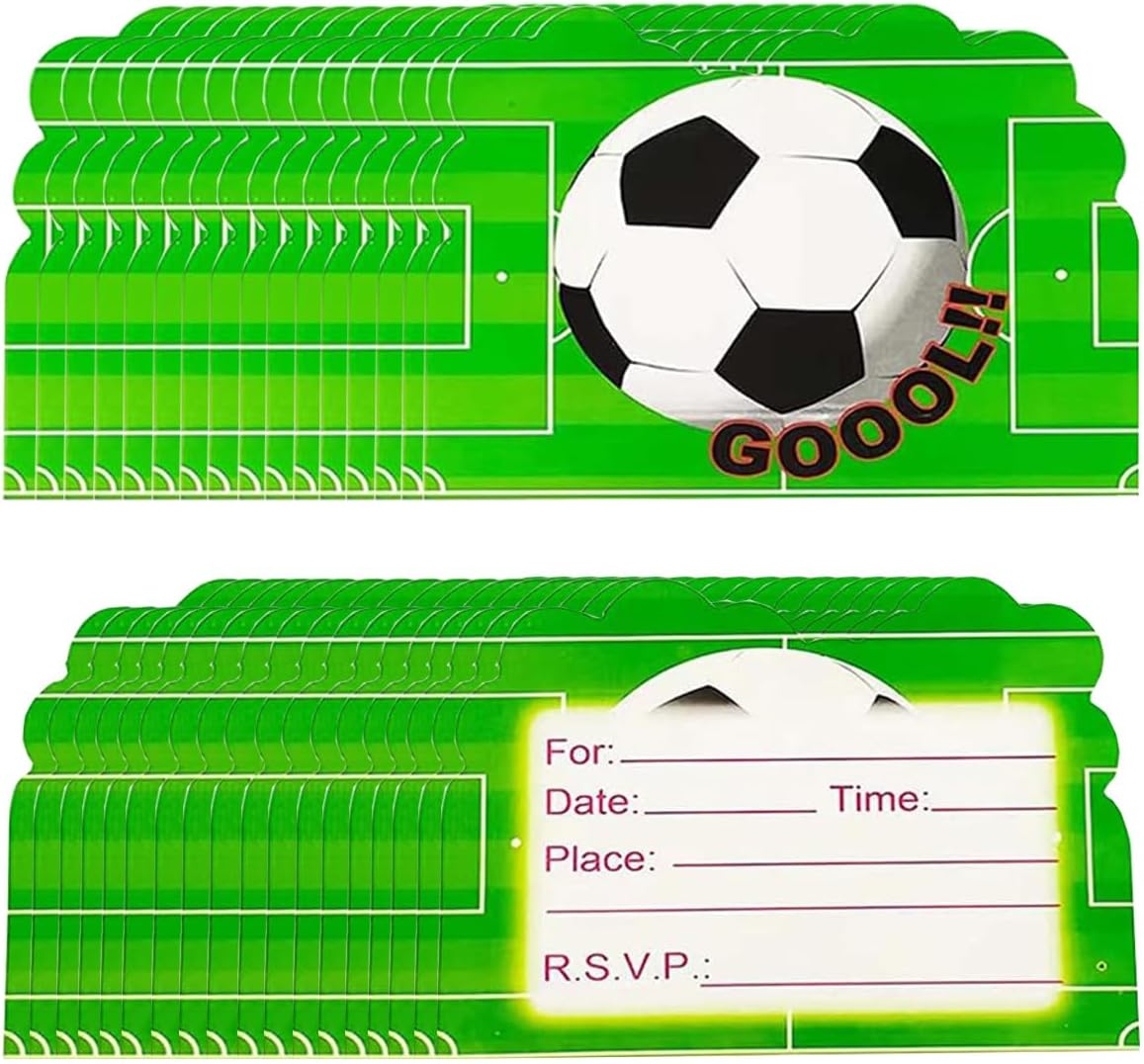 Soccer Birthday Party Invitations 30 Pcs, Football Birthday Invitations Cards for Birthday Parties, Competition Events, Sports Themed Parties