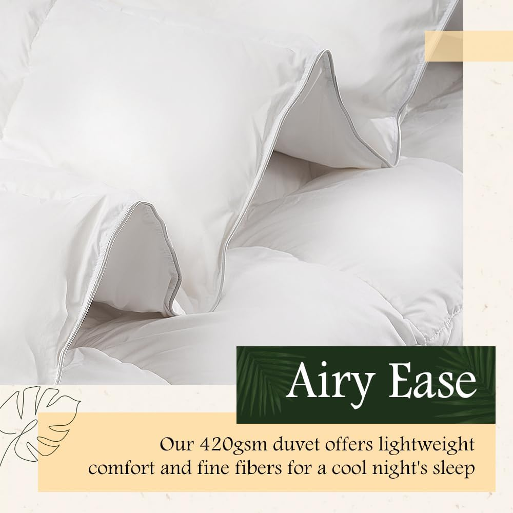 ZUNI Lightweight 420GSM All-Season Microfiber Comforter, Hypoallergenic Quilt with Renewable Fiber Fill, Machine Washable (White, Super King Size) image number 6