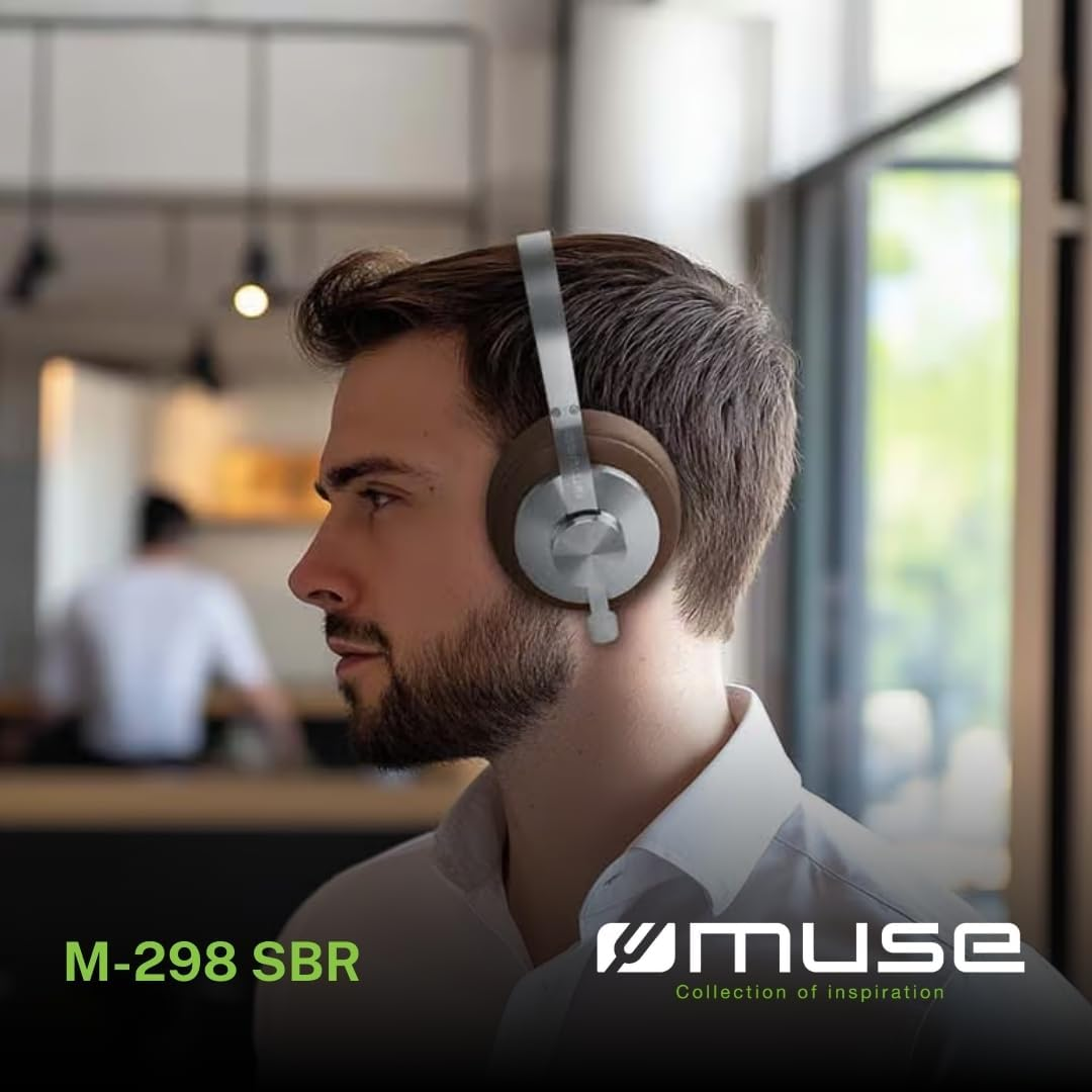 Muse M-298 SBR Bluetooth Headphones, ANC Noise Cancelling Over-Ear with 66 Hours Battery Life, USB-C, AUX & Hands-Free Function, Comfortable Headband image number 3