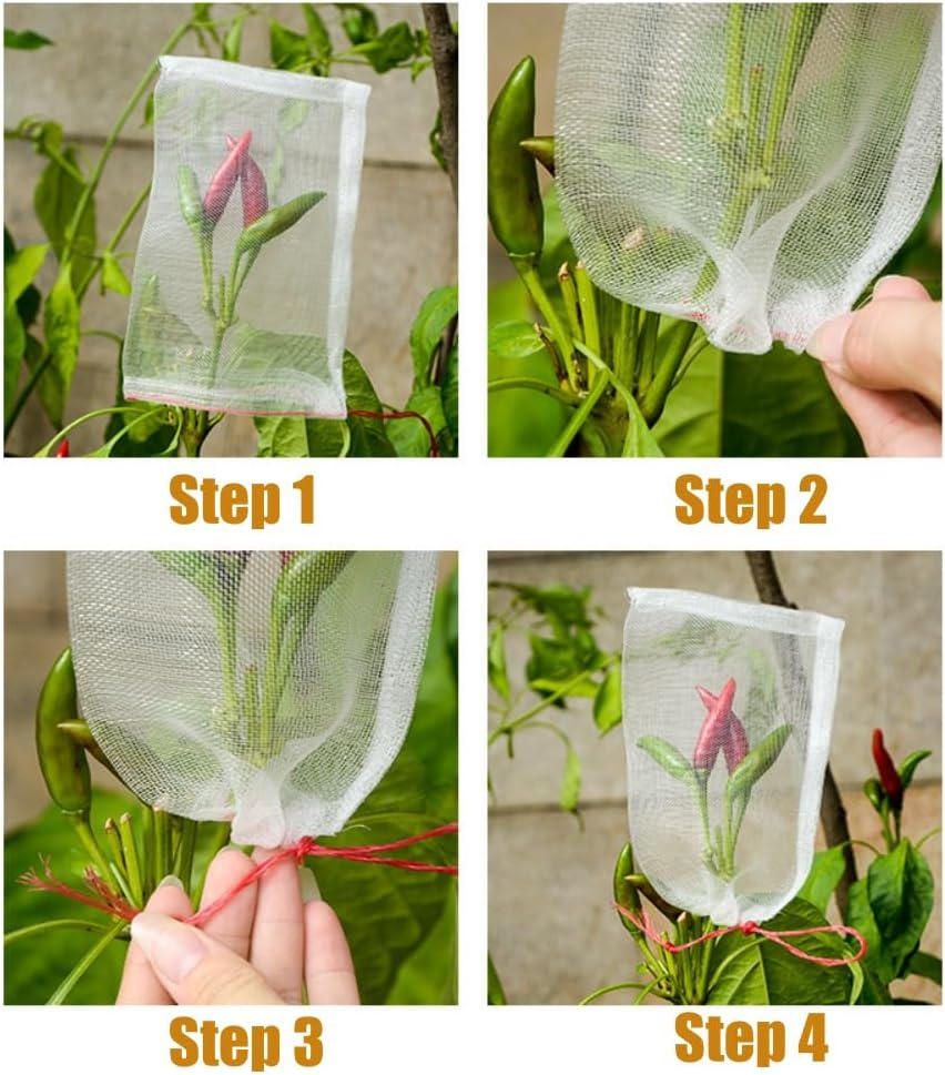 Fruit Protection Bags, 50PCS, 15X25Cm Fruit Protection Bags Net Barrier Bag with Drawstring, Netting Barrier Bags for Protecting Fruits (Apples, Peaches, Grapes) and Vegetables(50) image number 5