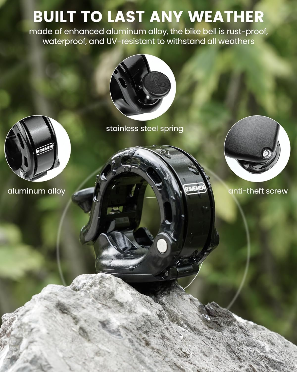 Bike Bell Compatible with Airtag, Loud Hidden Bicycle Bell for Adults and Kids, Compatible with Road Bikes, Mountain Bikes, Cross Bike, Etc., Handle Inner， Fit 22.2, 25.4, 31.8Mm Handlebars image number 3