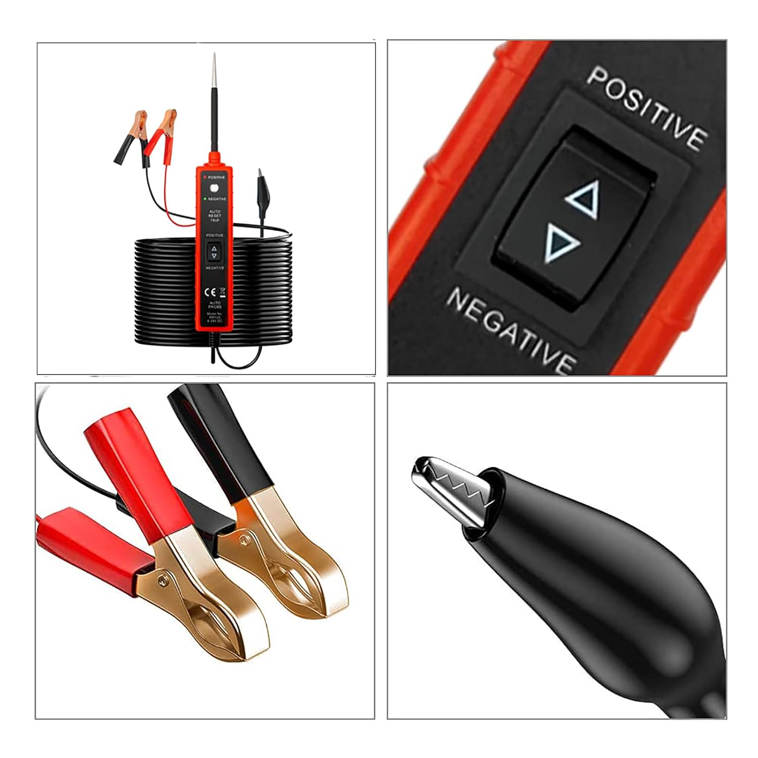 Car Power Circuit Probe Tester, 6-24V DC Short Circuit Tester Component Activation Electrical Polarity Identify Continuity Tester with LED Light, Buzzer Warning,13Ft Long Test Lead