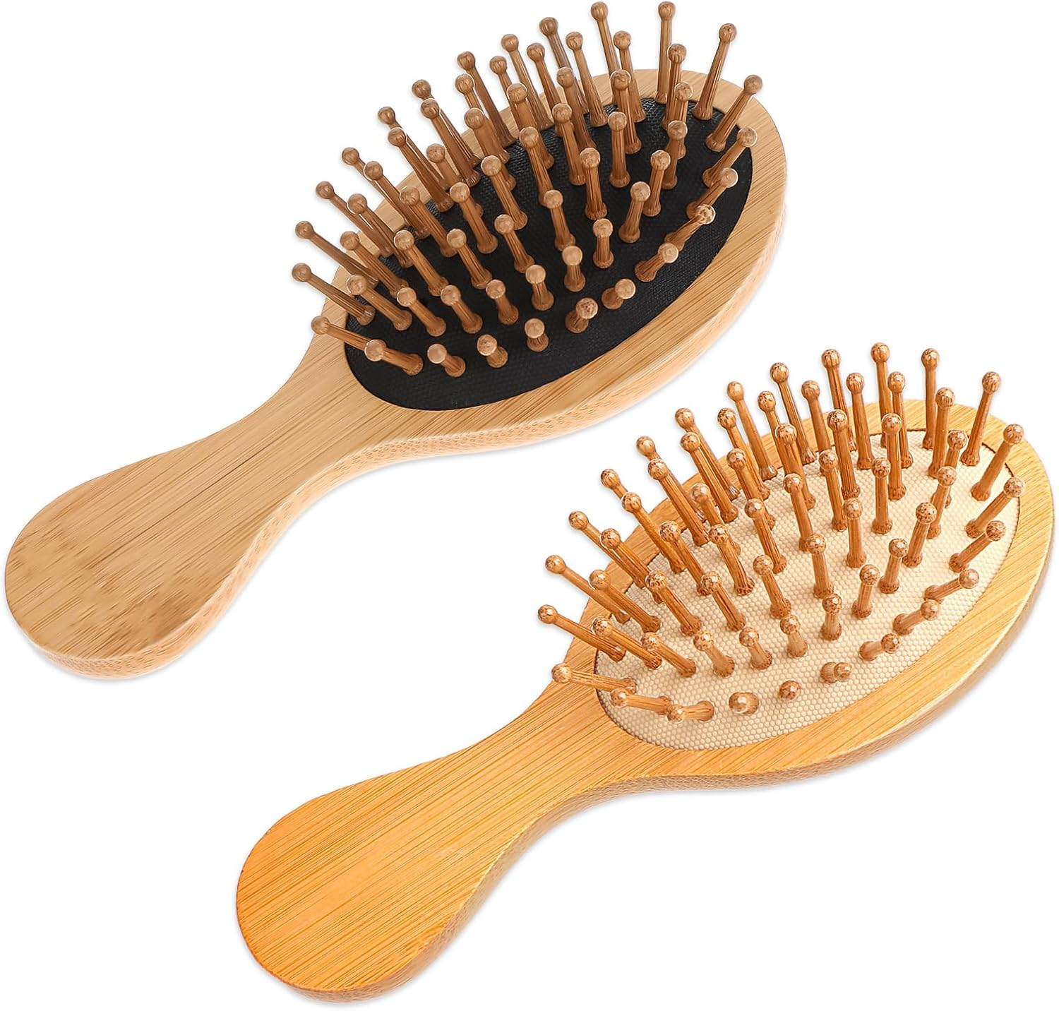 2 PCS Travel Brushes for Hair,Bamboo Brush Mini Hair Brush Anti-Static Bamboo Hair Brush Massage Scalp Detangling Brush Mini Hairbrush Natural Wooden Pocket Travel Small Hair Brushes for All Hair image number 5