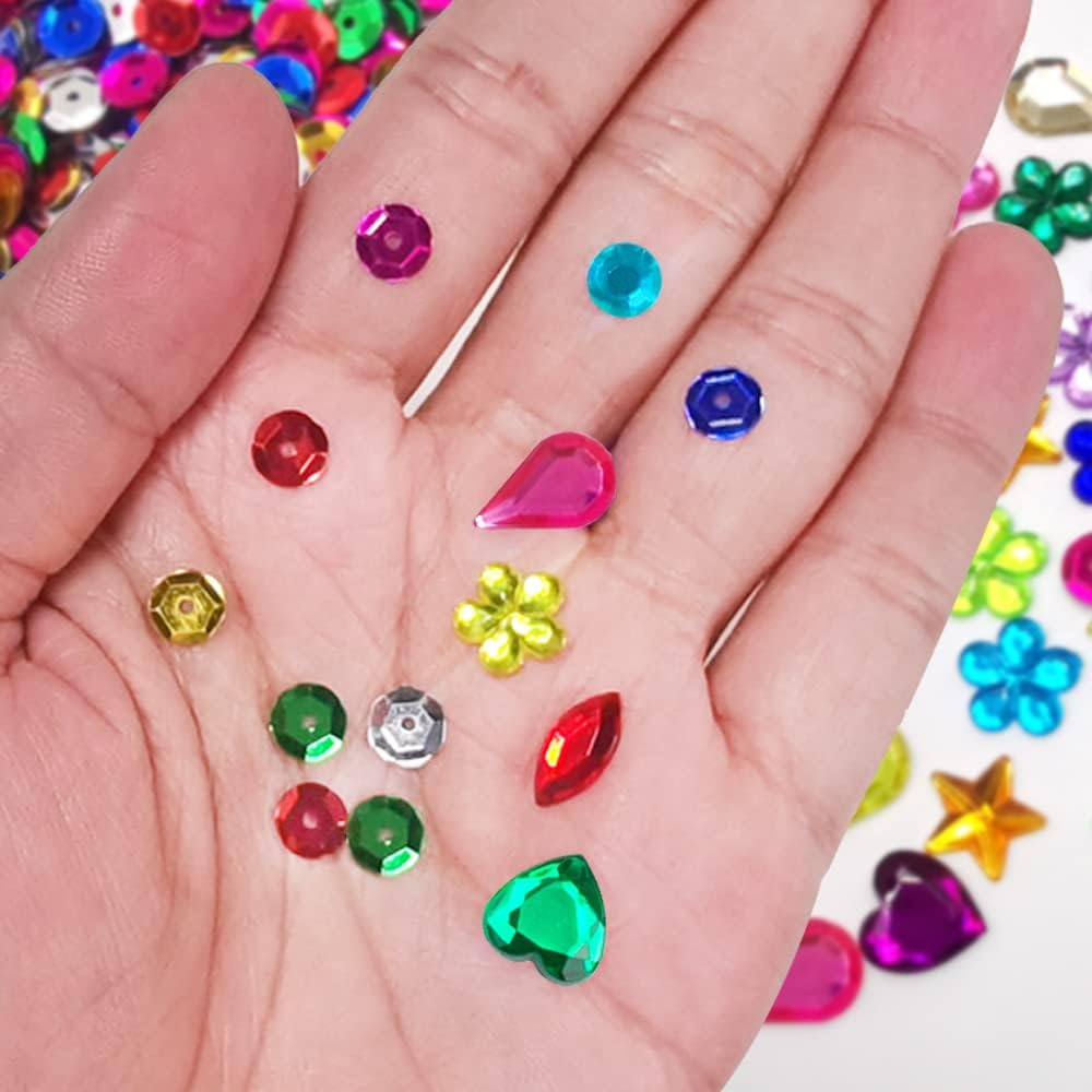 Dakuan 20000 Pcs 6MM Bulk Loose Sequins and 600 Pieces Craft Gems Jewels Acrylic Flatback Rhinestones Gemstone for DIY Crafts Jewelry Making, 6-13Mm image number 5