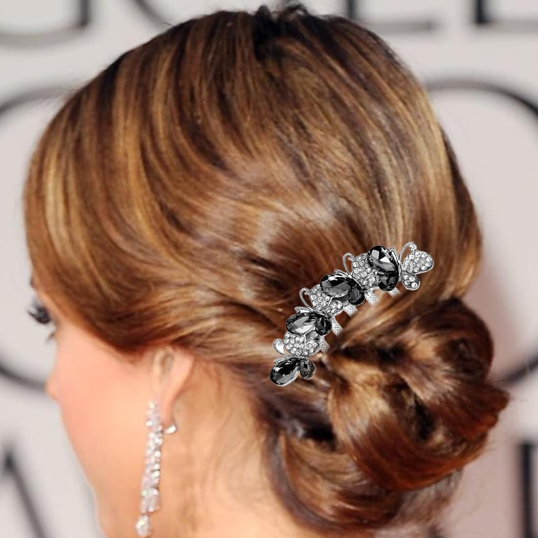 LYQNIHOB Hair Combs Pack of 1 with Rhinestones, Butterflies and Flowers - Accessories for Women and Girls, Ideal Gifts for Bridal Hairstyle, Elegant Hair Side Combs with Sparkling Details image number 1