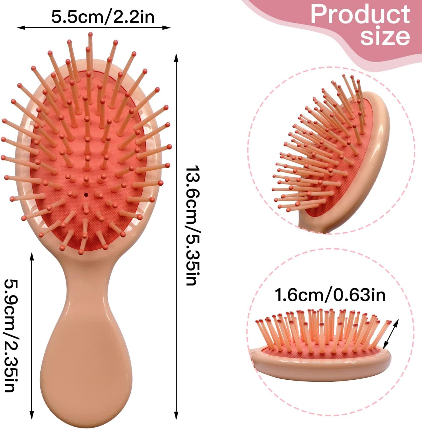 3 Pieces Mini Wet Hair Brush, Travel Detangling Brush, for Most Hair Types, with Ease Knots without Tears or Breakage, Multicolor image number 5