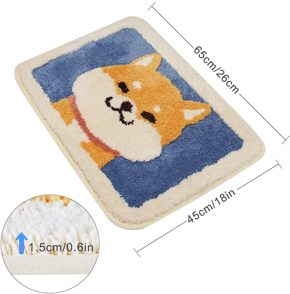 Ankah Bath Mat Cute Shower Rug, Luxury Shaggy High Absorbent and anti Slip, Machine Washable Fit for Bathtub, Shower and Bath Room, 18" X 26", Cute Dog image number 7