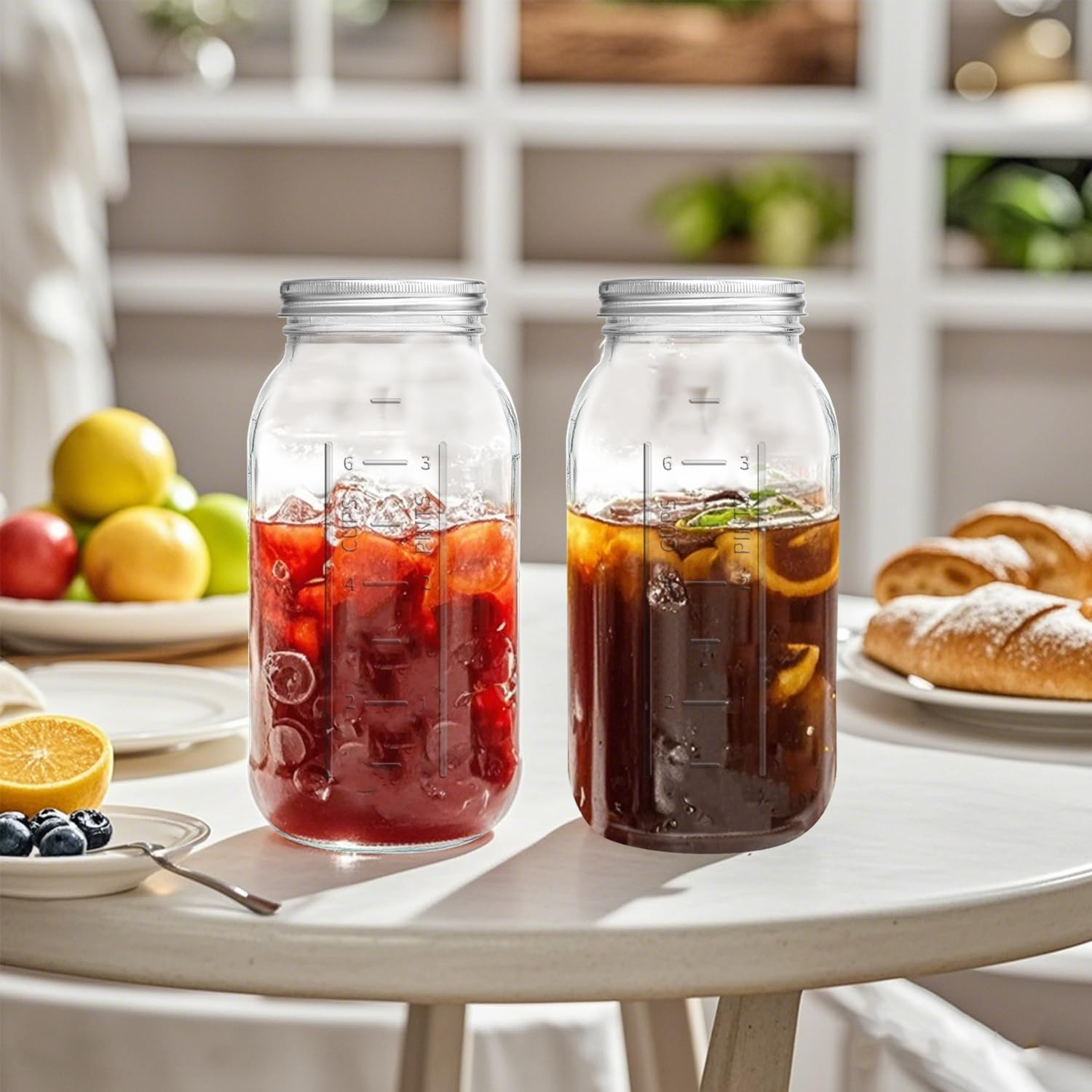 64 Oz+32Oz Wide Mouth Mason Jars Half Gallon Mason Jars with Airtight Lids and Bands for Canning, Fermenting & Pickling (4 Piece) image number 6