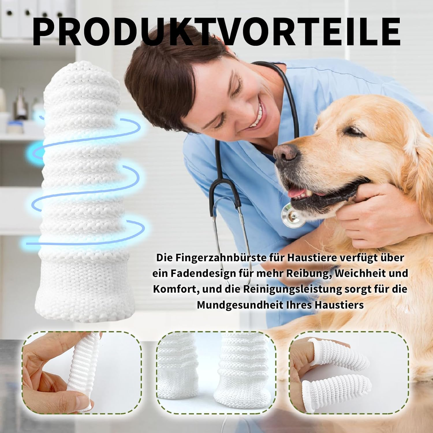 Pet Toothbrush Dog Toothbrush Finger Toothbrush for Dogs Dental Care - Made of Knitted Fabric Reusable, Efficient, Perfect for Dogs and Cats, 360&ordm; Ergonomic Design (Pack of 8)