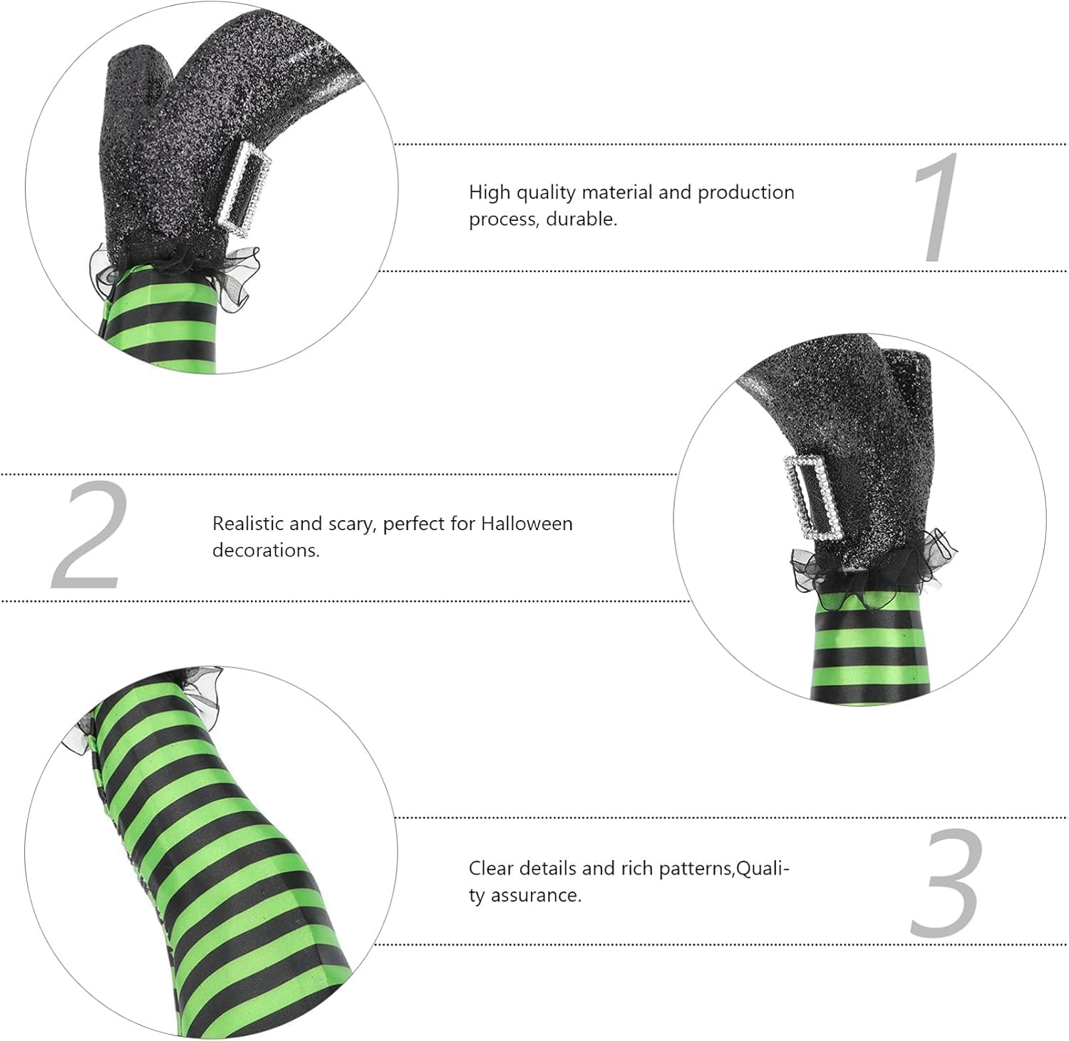 Witch Prop for Halloween 1 Pair Wicked Witch Legs Realistic Decoration Indoor/Outdoor, Halloween Legs Upside down Garden Decorations image number 2