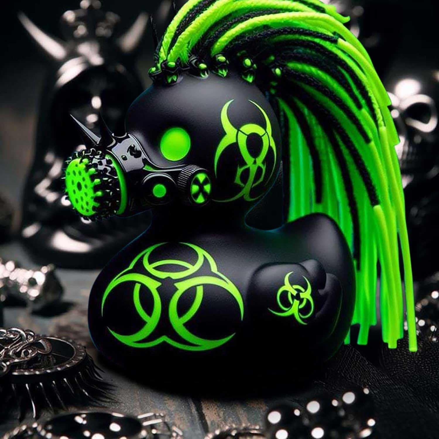 Goth Satanic Duck, Gothic Cyberpunk Resin Punk Ducks, Gothic Satan Duck Resin Statue, Novelty Rock Ducky Ornaments Halloween Decoration, Satanic Duck Gothic Gifts Home Bedroom Decor (Punk Duck) image number 6