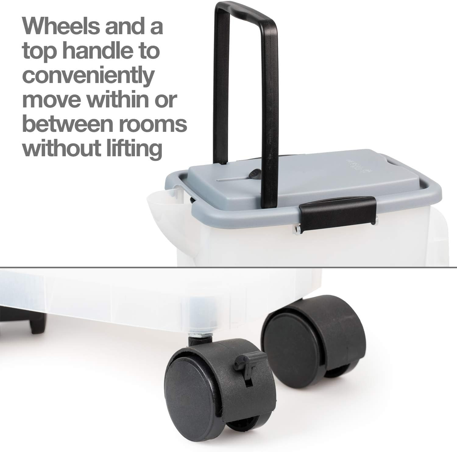 Petfusion Betterbin Portable Litter Storage Container (16.5 X 11.7 X 19) | Holds up to 25 Lbs/10 Gallons, Great for Dry Dog and Cat Food | Adjustable Spout, Back & Top Handles, Heavy Duty Wheels image number 1