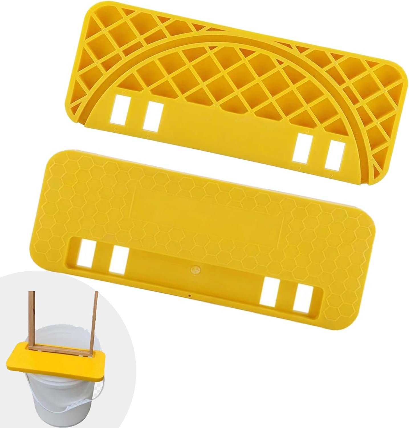 Honey Uncapping Tank Holder, Plastic Honey Bucket Scraper Tool, Beekeeper Flat Honey Shelf for Hive Cleaning Tool Beehive Frame Holder Shelf Yellow Color image number 2