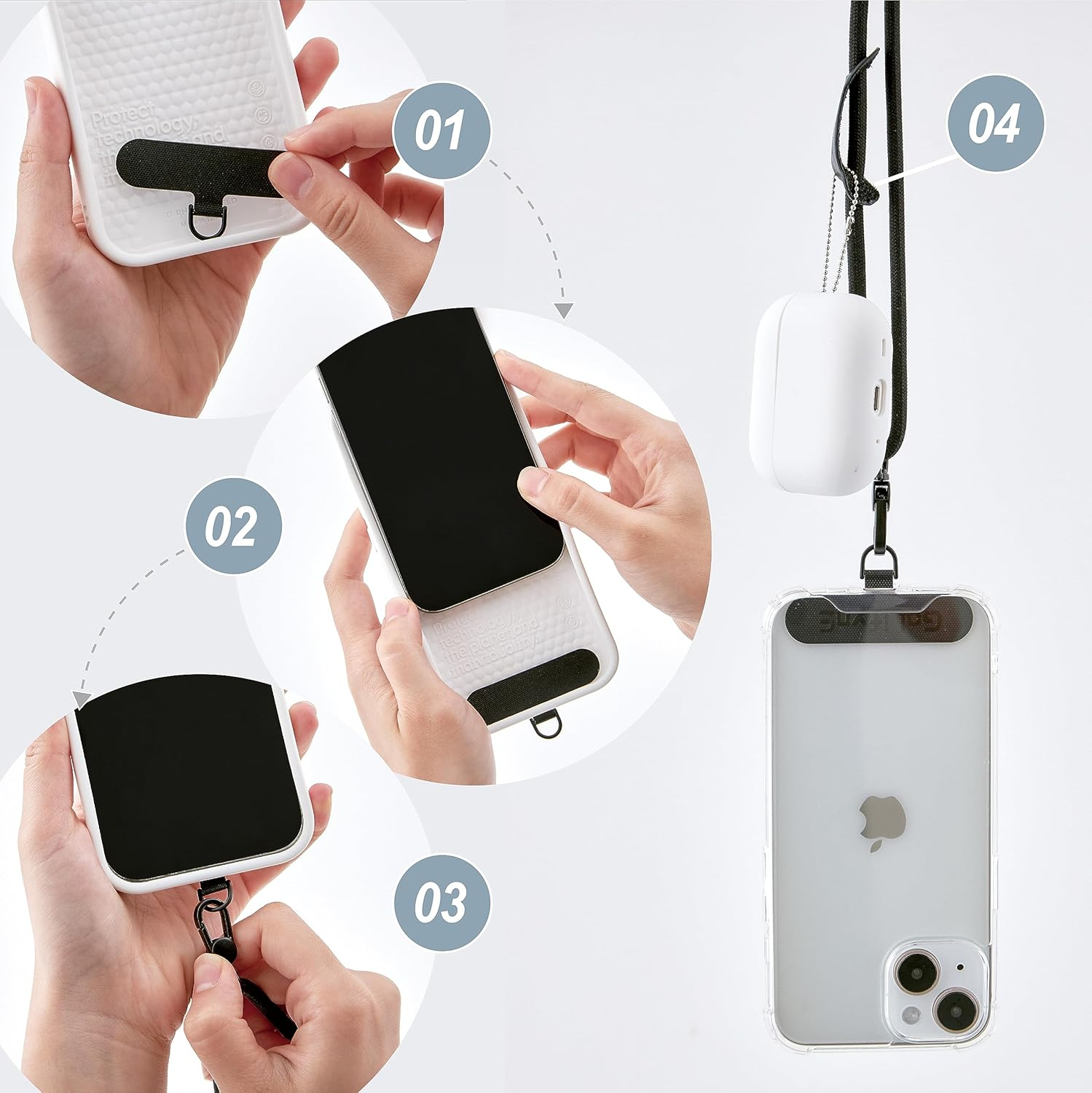 Universal Mobile Phone Lanyard &ndash; Anti-Theft Crossbody Strap with Adjustable Neck Holder & 2 Tether Tabs, Fits Iphone 16 Pro Max & Most Smartphones, Apricot/Gold - Black-Gold/Gold image number 3