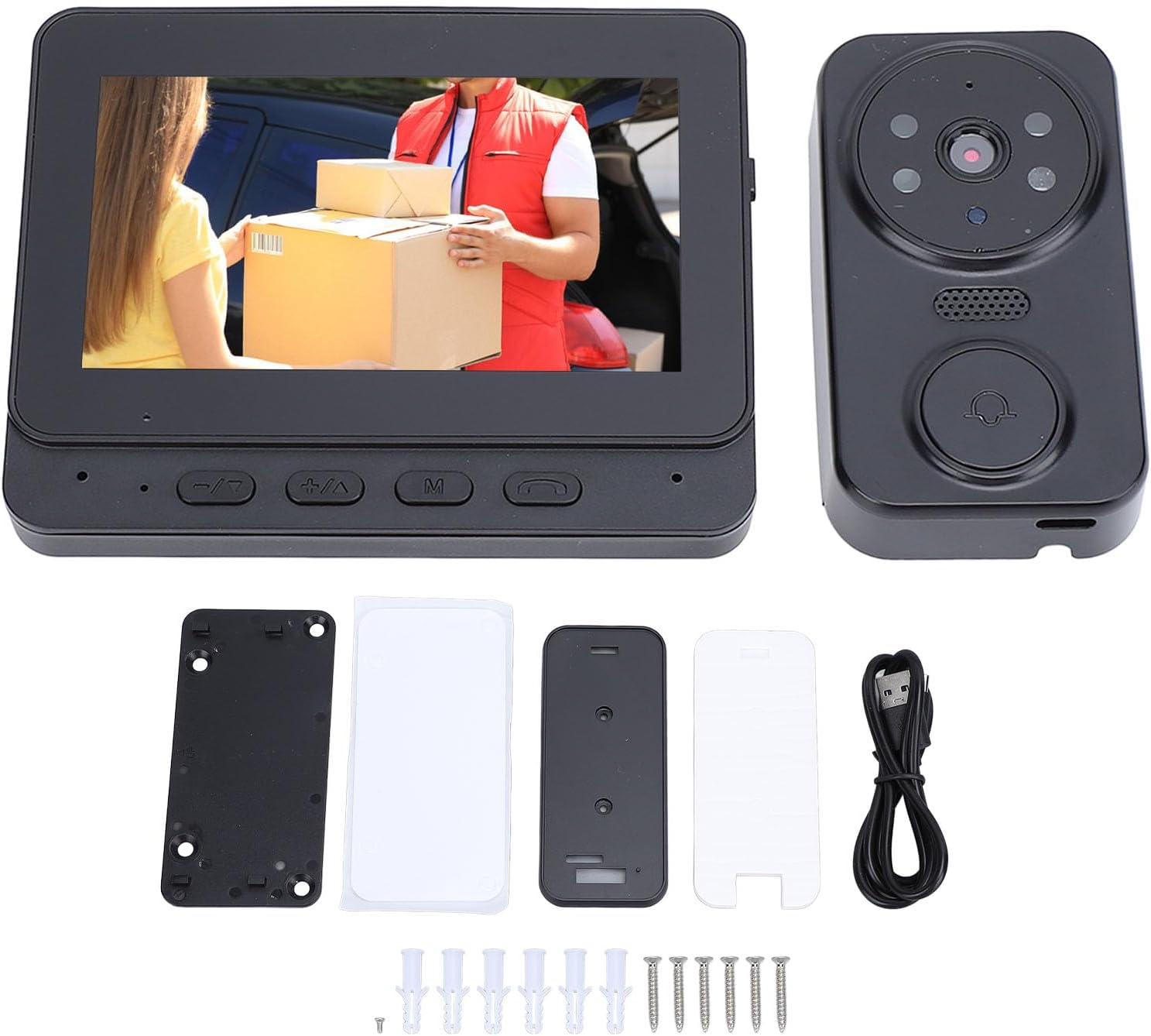 Video Doorbell Wireless Bluetooth Doorbell Camera, 4.3 Inch Display 2 Way Audio Intercom, 8MP 1080P HD Night Vision 170&deg; Wide Angles Smart Door Peephole Camera, Easy to Install image number 3