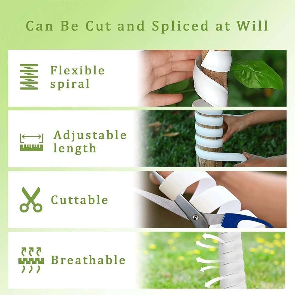 6 Pcs Tree Trunk Protector 2 Size Plastic Spiral Tree Guard,Plant Protective Cover,Rigid Durable Tree Bark Protectors Tube Wraps,To Protect Saplings Plants from Deer Cats Rabbit Rodents Mowers(White) image number 4