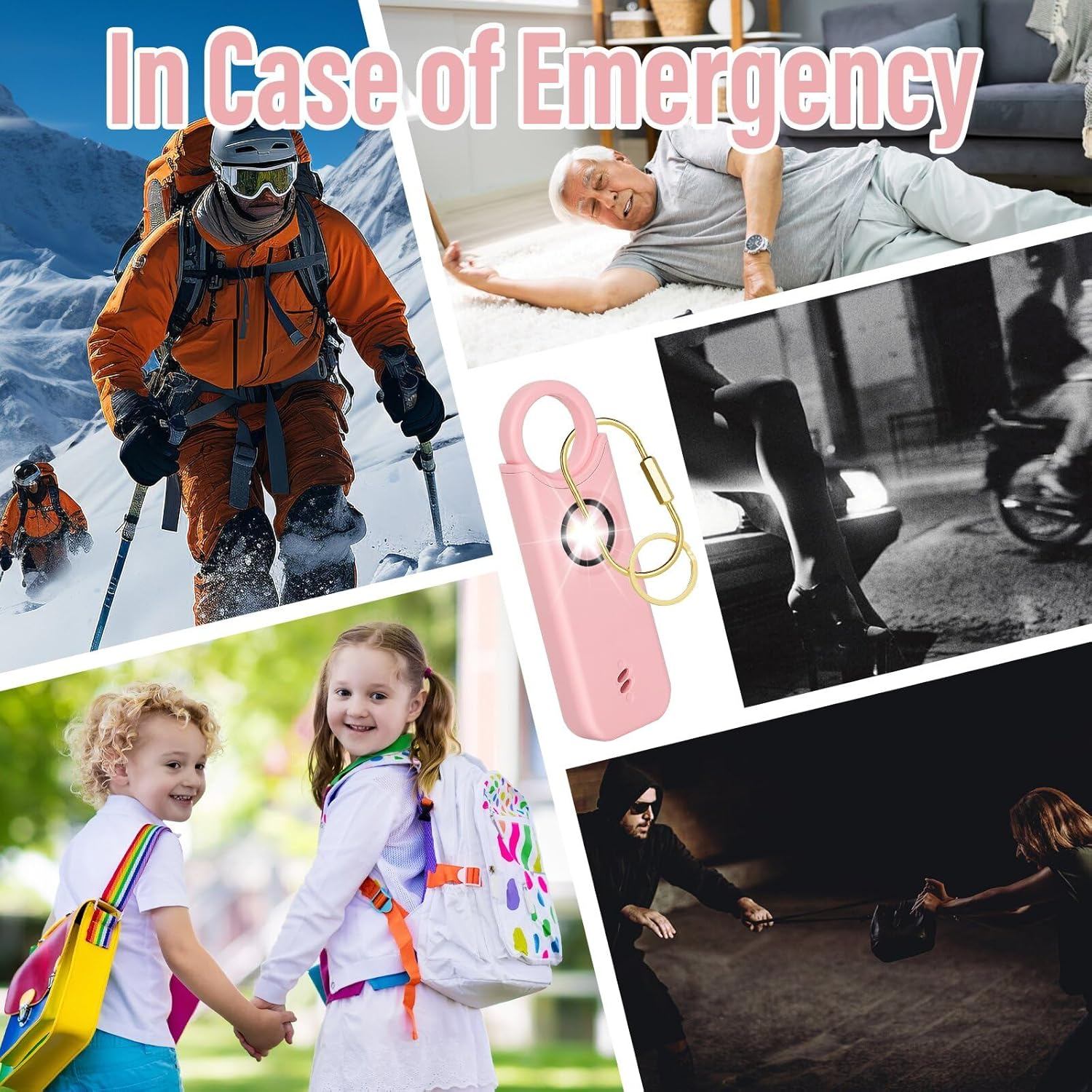 Rechargeable Personal Safety Alarm for Women, 135 Db Loud Self Defense Keychain Siren with LED Strobe Light, Personal Emergency Security Safe Devices Key Chain Alarms for Women Kids Elderly (Pink) image number 4